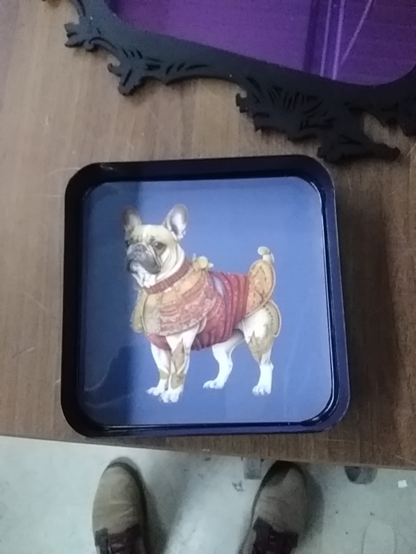 PLATEAU CARRÉ METAL CHIEN 