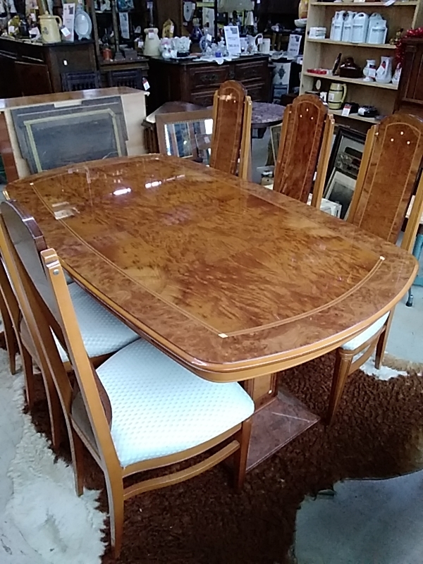 ENSEMBLE TABLE AVEC 6 CHAISES DÉCO NACRE 180 X 105CM