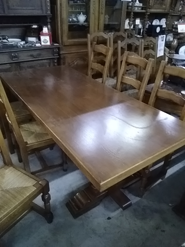 TABLE DE FERME 202 X 90 CM ÉPAISSEUR PLATEAU 6CM