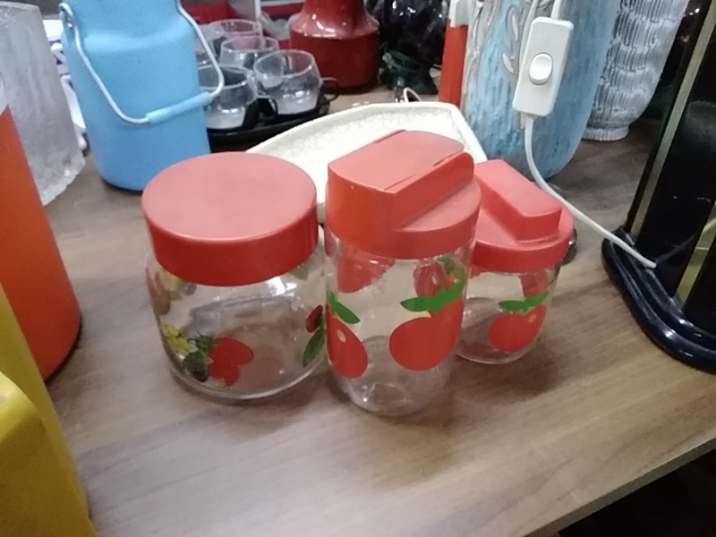 LOT DE 3 POT VERRES VINTAGE ROUGE