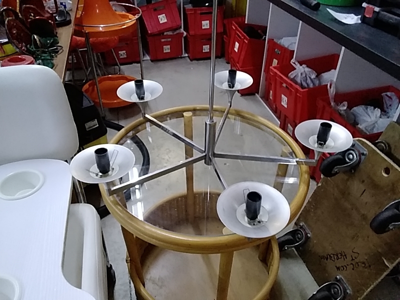 LAMPE 5 FEUX SANS VERRE VINTAGE