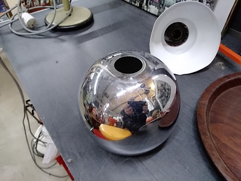 CHAPEAU VINTAGE CHROMÉ POUR LAMPE MÉTAL 