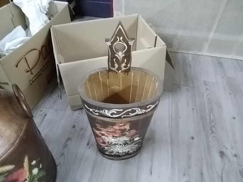 PORTE PARAPLUIE BOIS PEINT À LA MAIN 