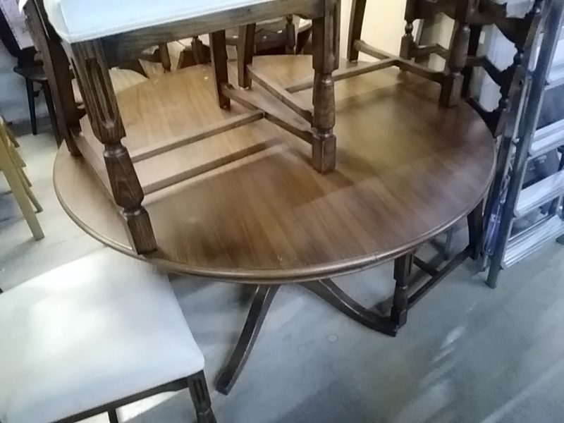 TABLE RONDE AVEC ALLONGES BOIS DIAMÈTRE 119CM