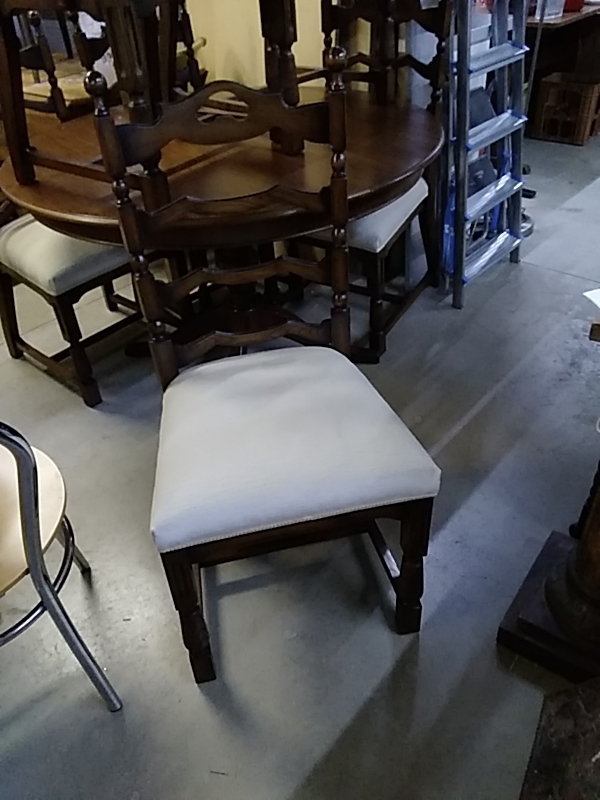 ENSEMBLE DE 4 CHAISES ET 2 FAUTEUILS BOIS VELOURS BEIGE 