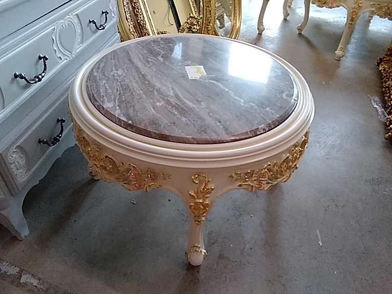 TABLE BASSE BAROQUE MARBRE DIAMÈTRE 74CM