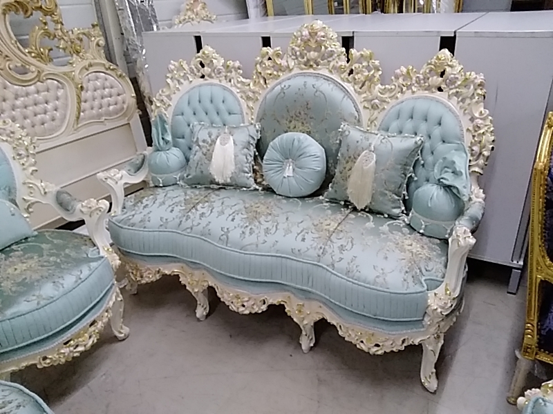 SALON BAROQUE CANAPÉ 4 FAUTEUILS ET 1TABLE MARBRE 