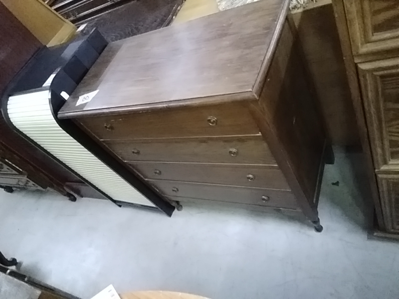 COMMODE ANCIENNE BOIS FONCÉ 4 TIROIRS 