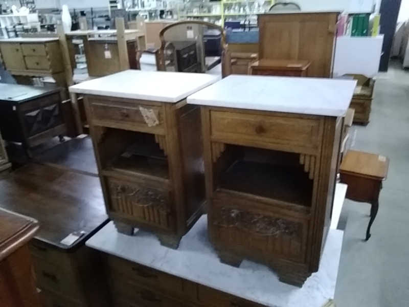 CHEVET ANCIEN MARBRE 1 PORTE 1 TIROIR