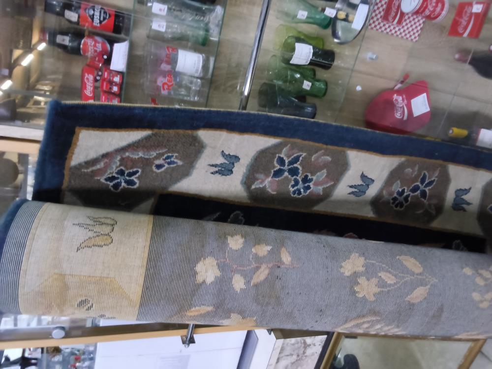 TAPIS BLEU FLEURS 160 X 220CM