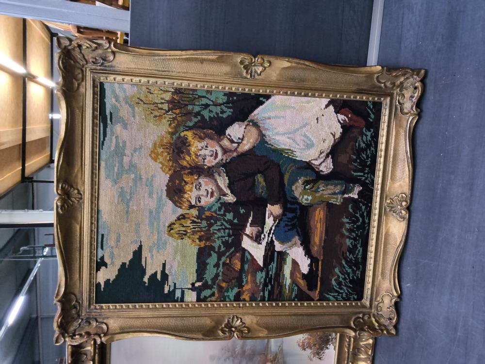 TABLEAU DORÉ CANEVAS 65X80CM GARÇON ET FILLE 