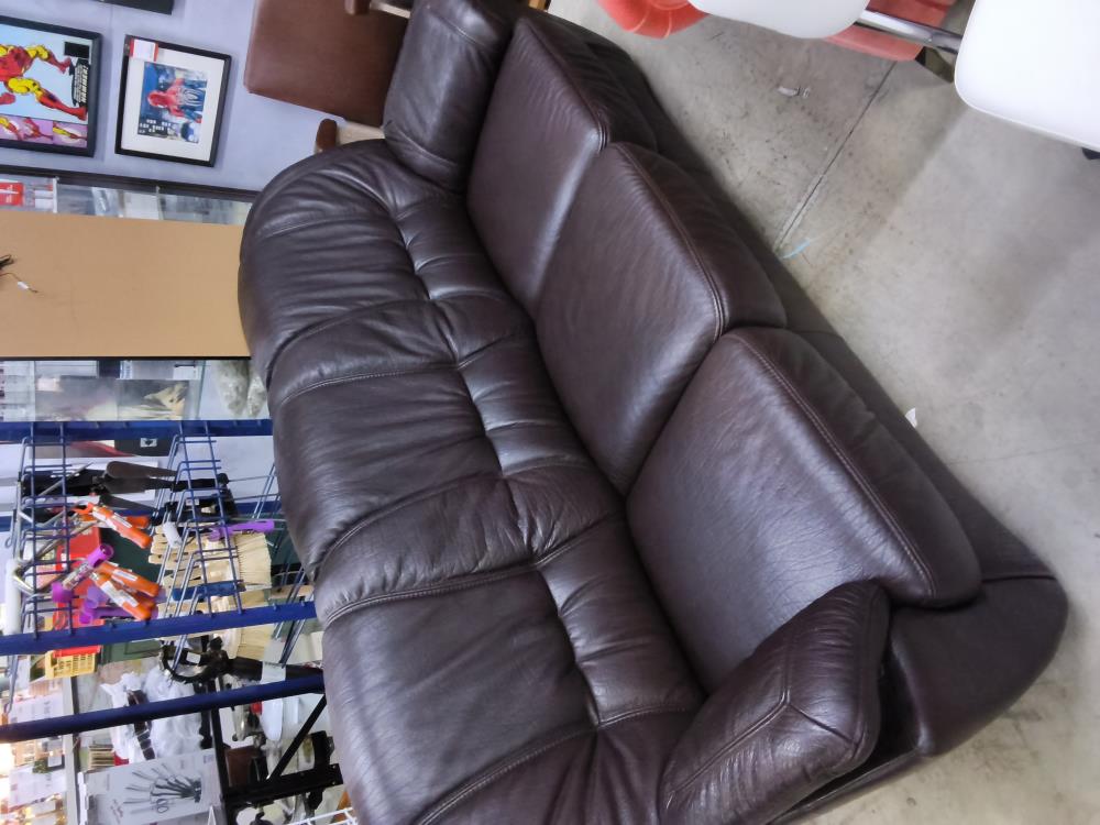 CANAPÉ 3 PLACES SIMILI BRUN DANS L'ÉTAT 