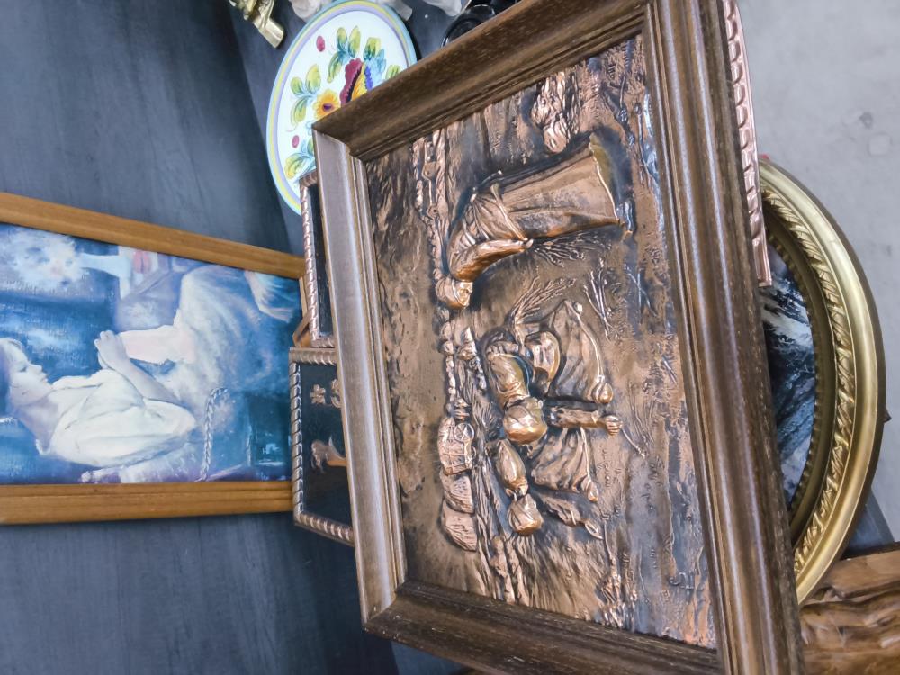 CADRE CUIVRE SCÈNE PAYSANNE 