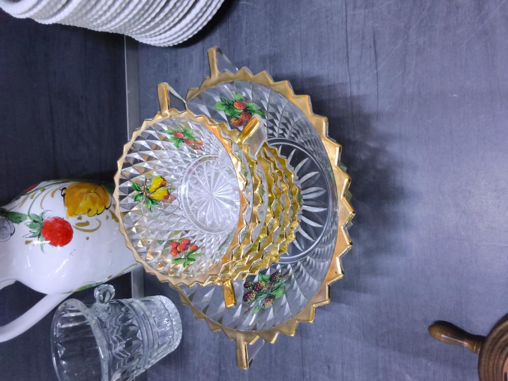 SERVICE À FRUIT VERRE DORÉ 