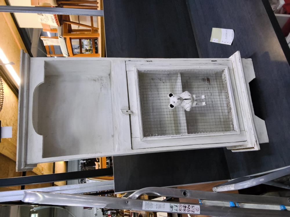 PETIT GARDE MANGÉ GRILLAGÉ PATINÉ GRIS CLAIR DECO SOURIS 