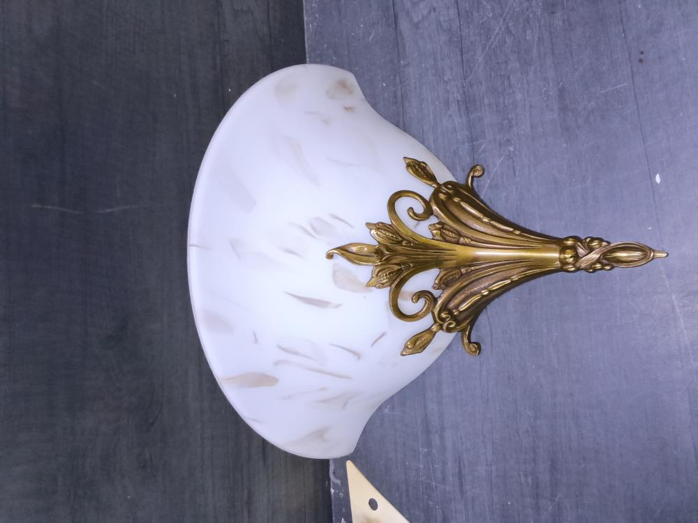 APPLIQUE MURALE DECO LAITON PÂTE DE VERRE BLANC