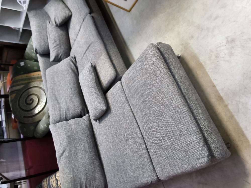 CANAPÉ D’ANGLE TISSUS GRIS AVEC HOUSSE 