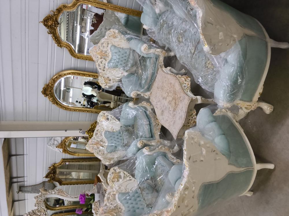 SALON BAROQUE GÉANT  CANAPÉ 4 FAUTEUILS TABLE MARBRE ( LG CANAPÉ  250CM)