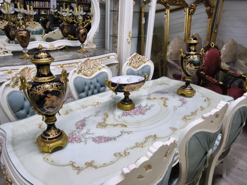 ENSEMBLE 3 PIÈCES COUPE ET 2 VASES BLEU