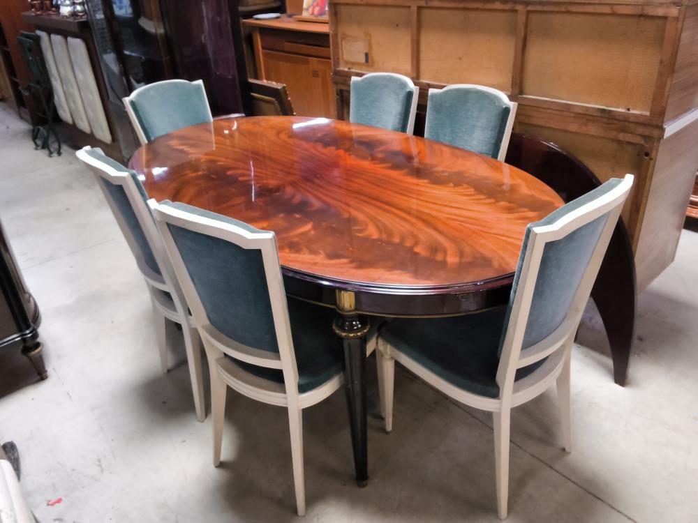 TABLE OVALE 2 ALLONGES STYLE LOUIS XVI