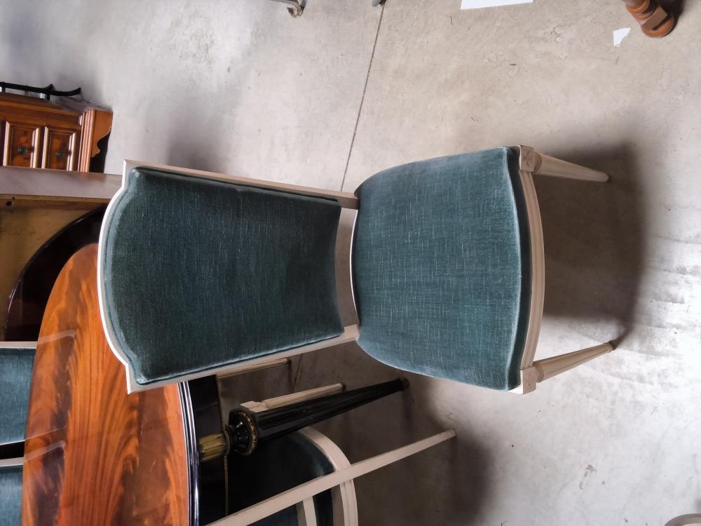 LOT DE 6 CHAISES STYLE LOUIS XVI BLANCHE VELOURS BLEU
