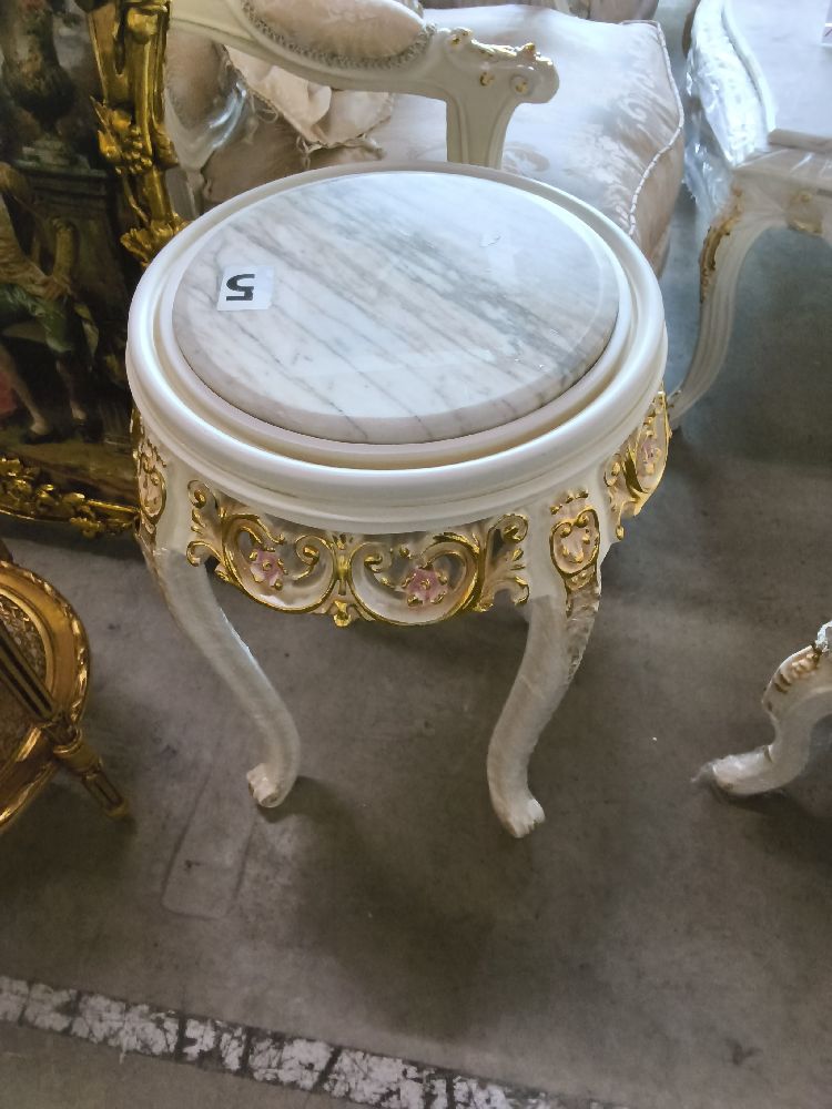 GUERIDON BAROQUE BEIGE MARBRE DIAMÈTRE 43CM HAUTEUR 67 CM