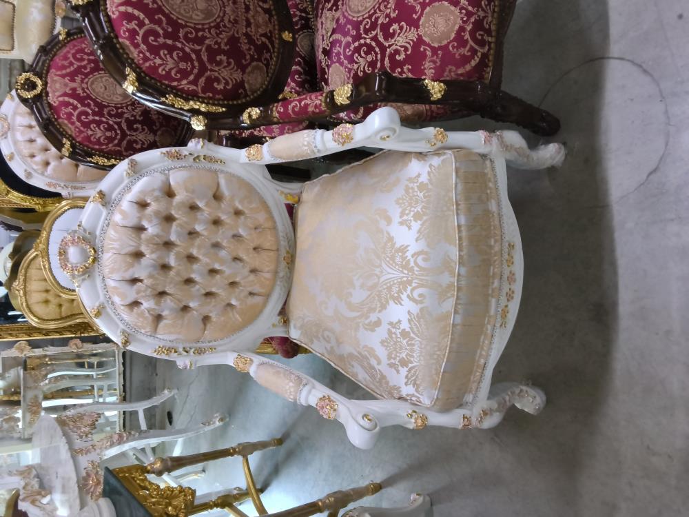FAUTEUIL BAROQUE BEIGE TISSU JAUNE