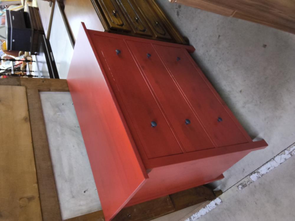 COMMODE 3 TIROIRS ROUGE 