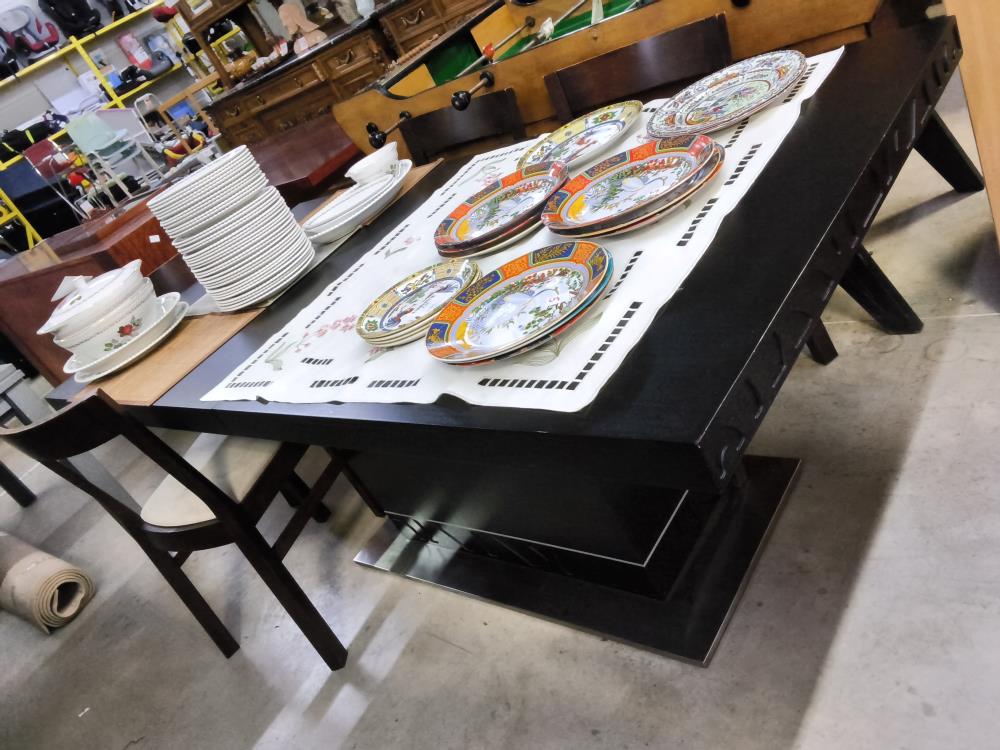 TABLE AVEC ALLONGES 90 X 180 NOIR