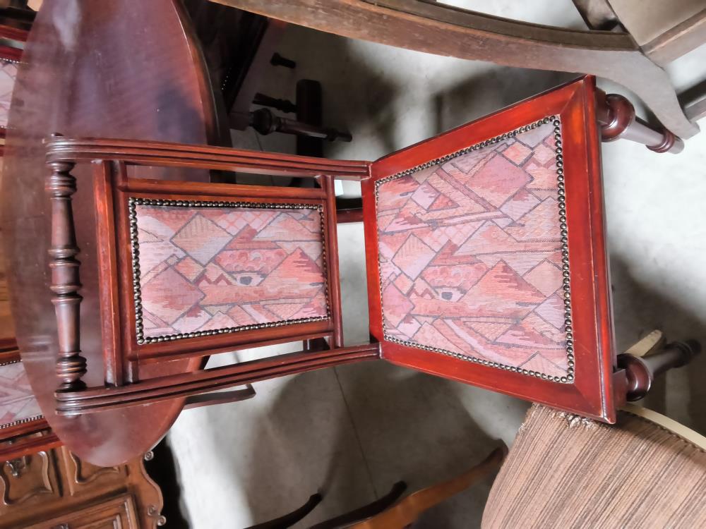 LOT DE 4 CHAISES BOIS TISSU COULEUR DANS L'ÉTAT 