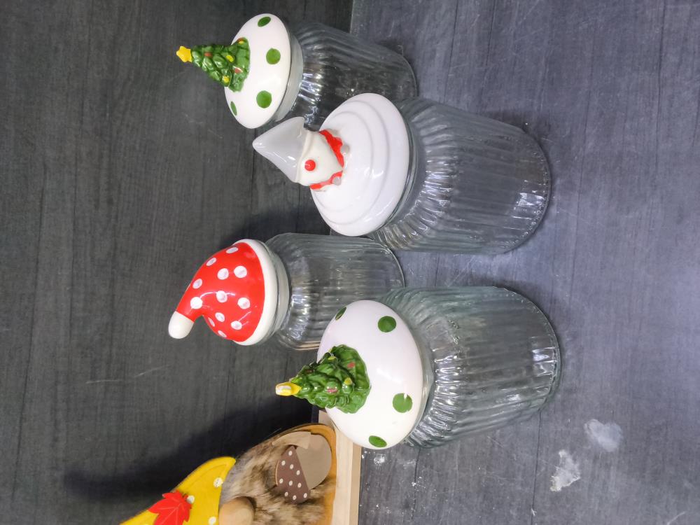 LOT DE 4 POTS EN VERRE DECO NOËL 