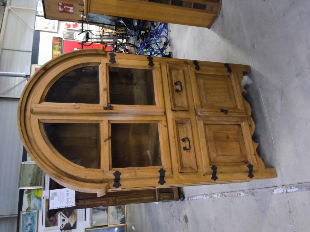 VITRINE 4 PORTES 2 TIROIRS BOIS MEXIQUE  