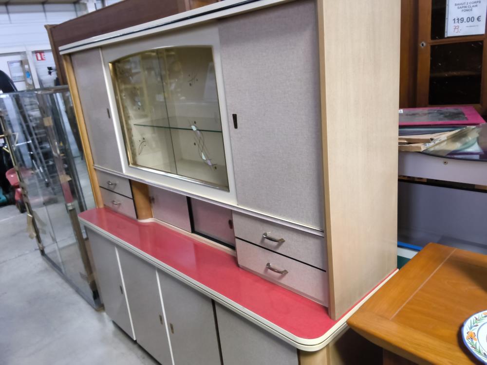 BUFFET DE CUISINE 2 CORPS FORMICA VINTAGE