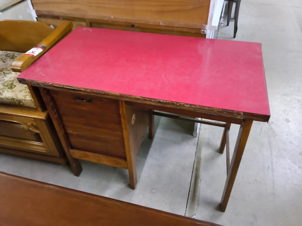 PETIT BUREAU FORMICA ROUGE 1 PORTE A VOLET 