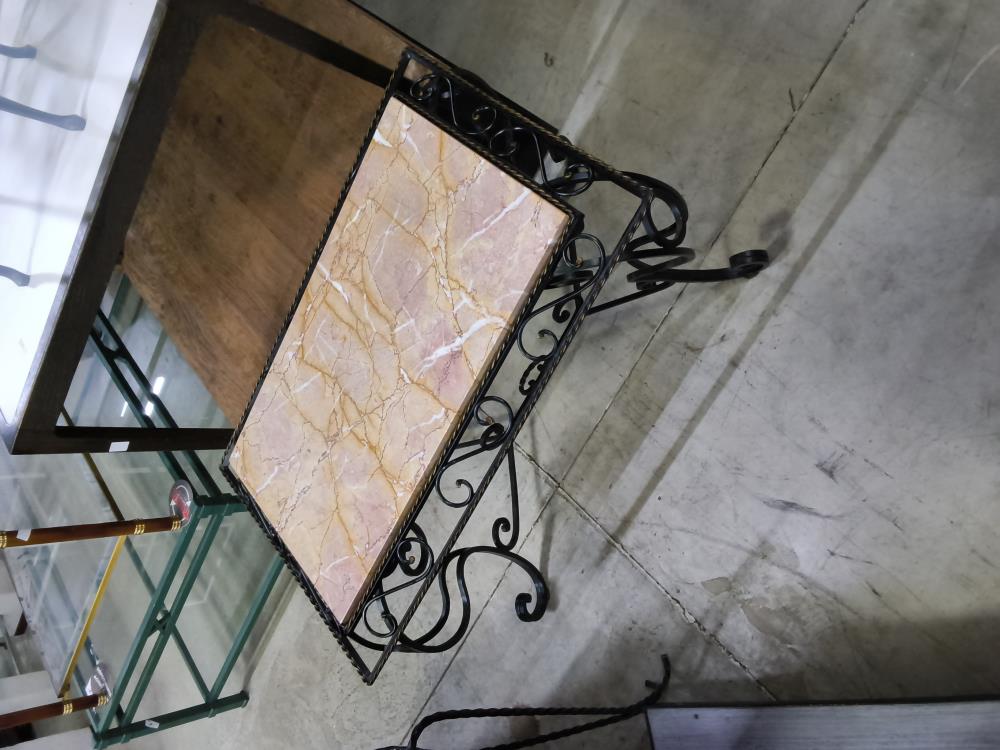 TABLE BASSE FER FORGÉ MARBRE