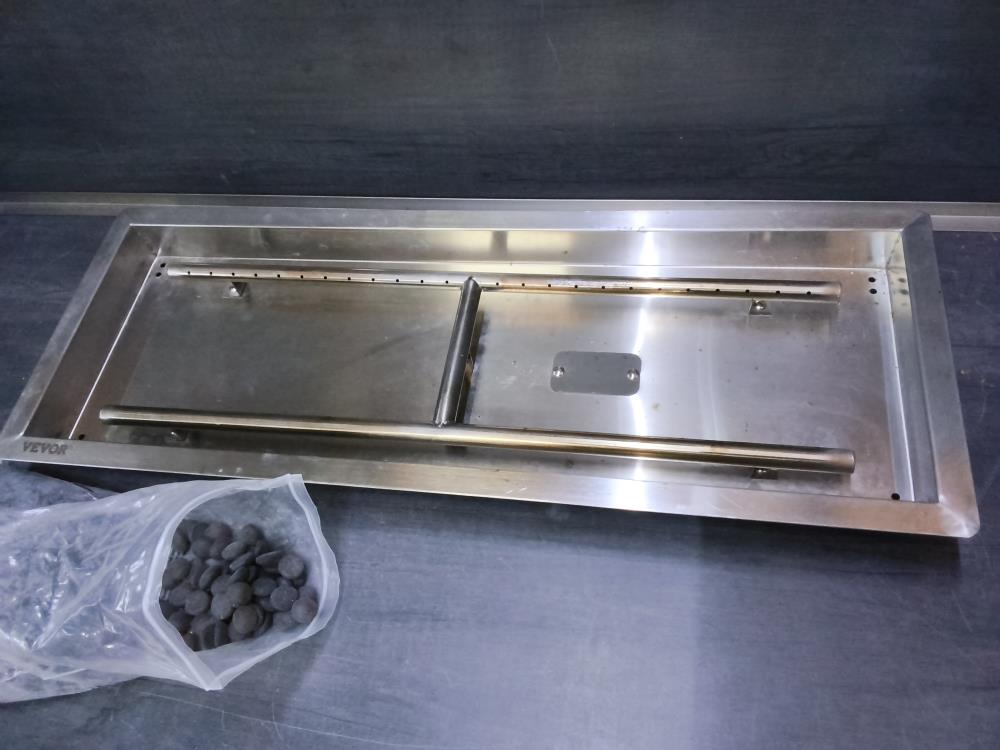 CHEMINÉE INOX AU GAZ AVEC 3KG DÉCO PETITES PIERRES NOIR