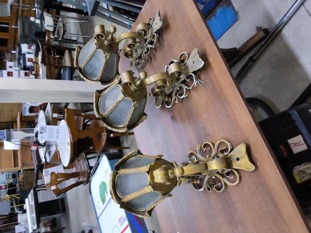 LAMPADAIRE CUIVRE FER DORÉ ANCIEN 