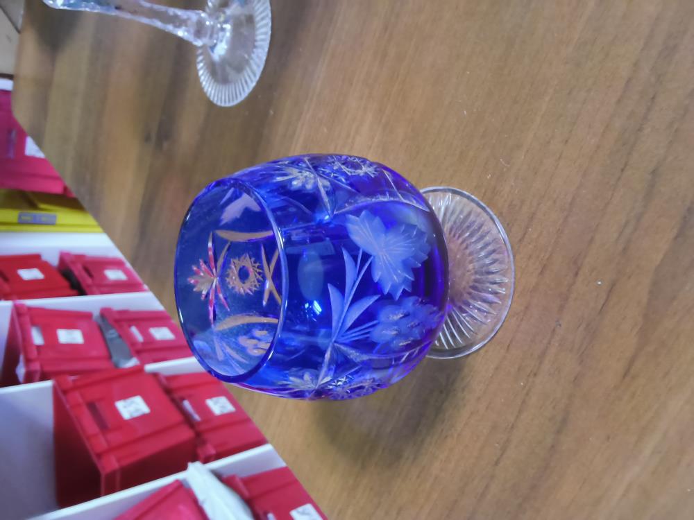 VERRE DIGESTIF CRISTAL BLEU
