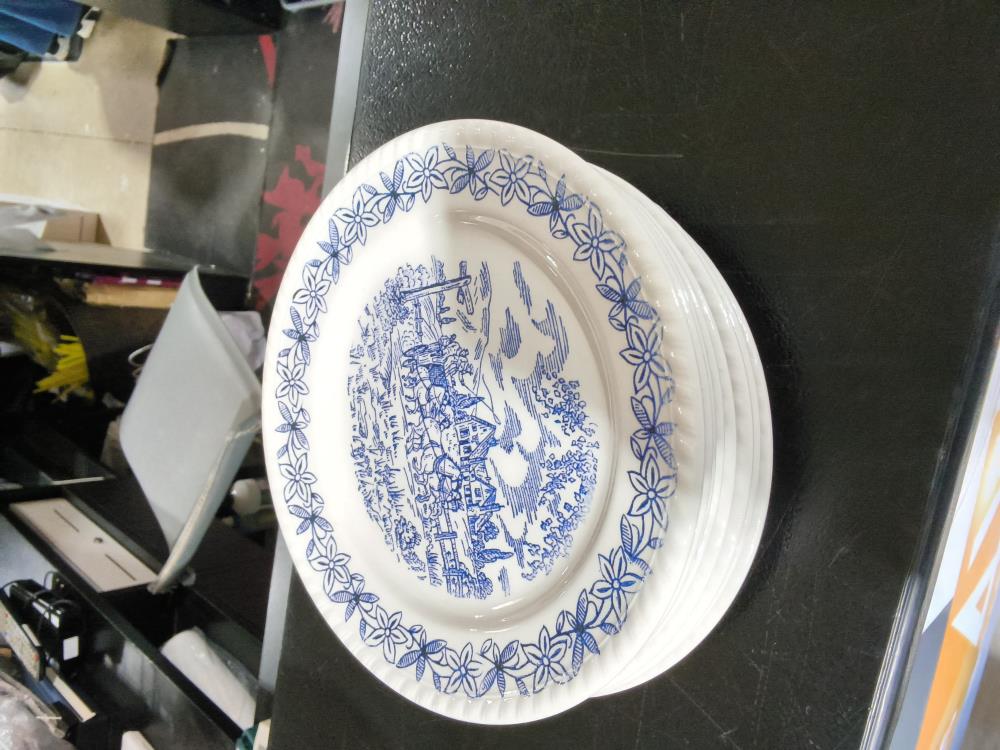 LOT DE 8 ASSIETTES BLANC BLEU 