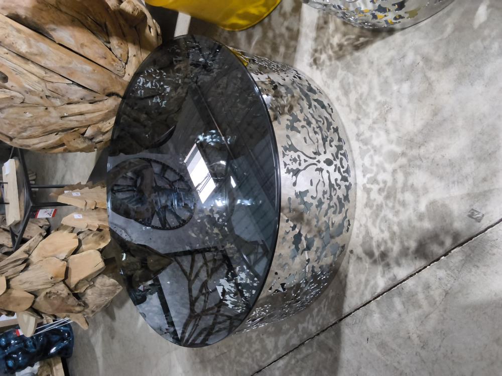 TABLE BASSE DESIGN RONDE ACIER CHROMÉ DIAMÈTRE 90 HT 30CM