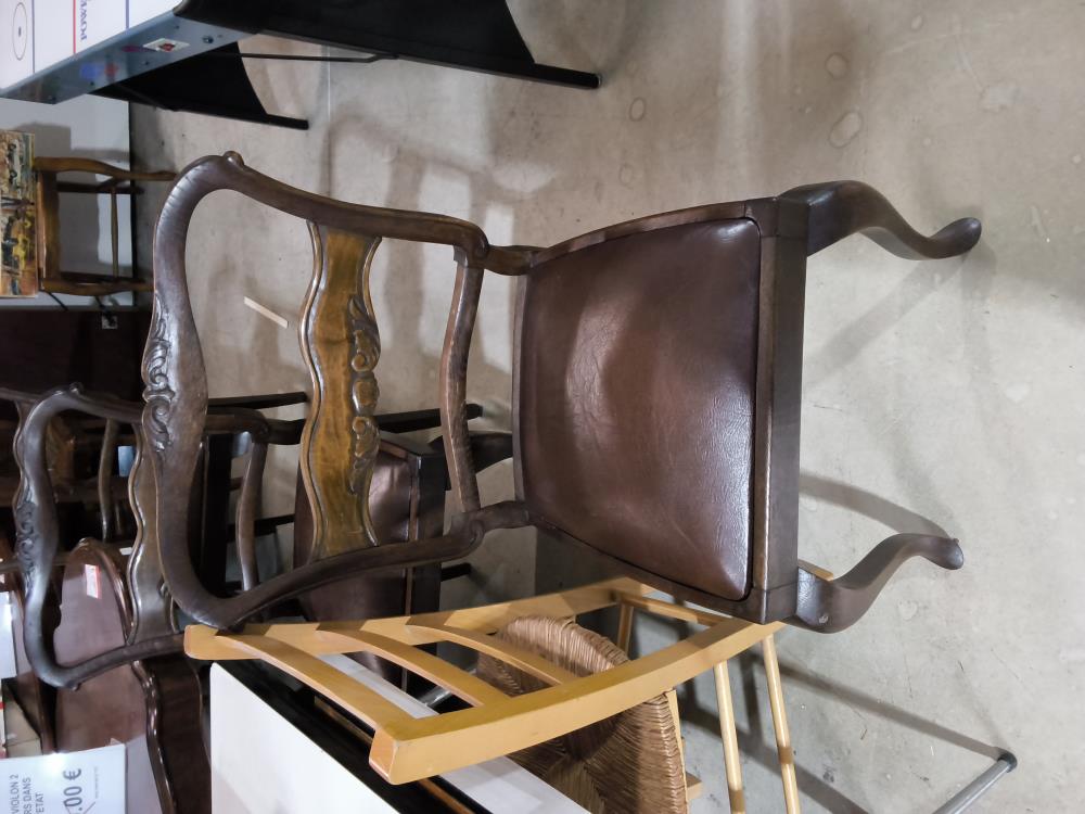 CHAISE ANCIENNE CUIR BRUN