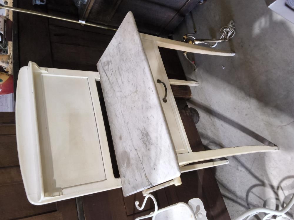 PETIT MEUBLE DE SALLE DE BAIN ANCIEN MARBRE 1 TIROIR 