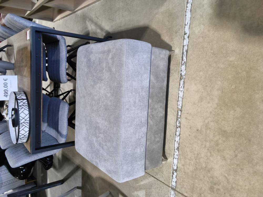 POUF RECTANGULAIRE GRIS PIEDS CHROMÉ