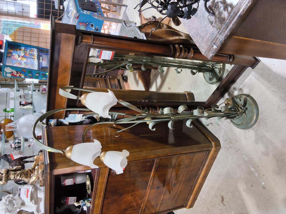 LAMPADAIRE FER PÂTE DE VERRE 3 FEUX 