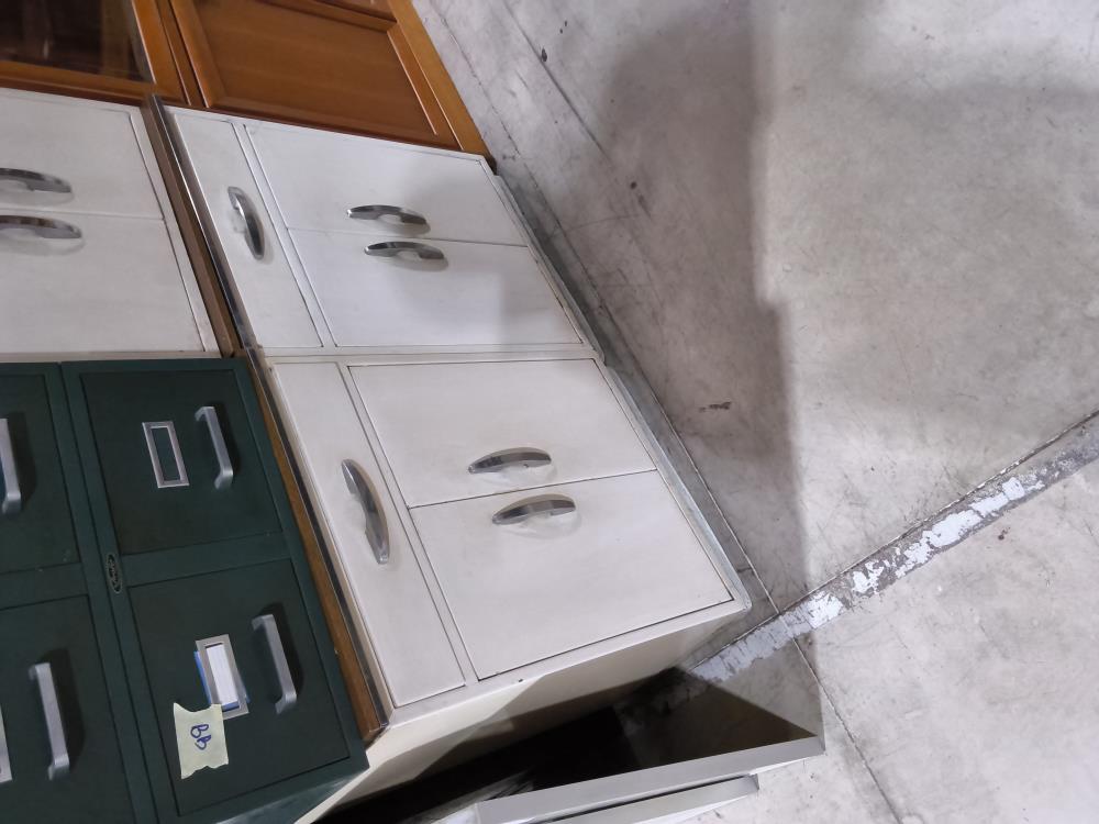MEUBLE DE CUISINE ANCIEN METAL BLANC 2 PORTES 1 TIROIR 