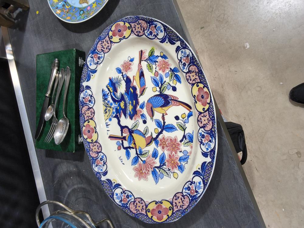 GRAND PLAT OVALE OISEAUX 