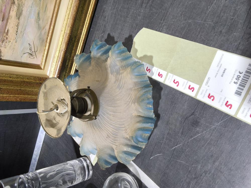 LAMPE PÂTE DE VERRE BLEU