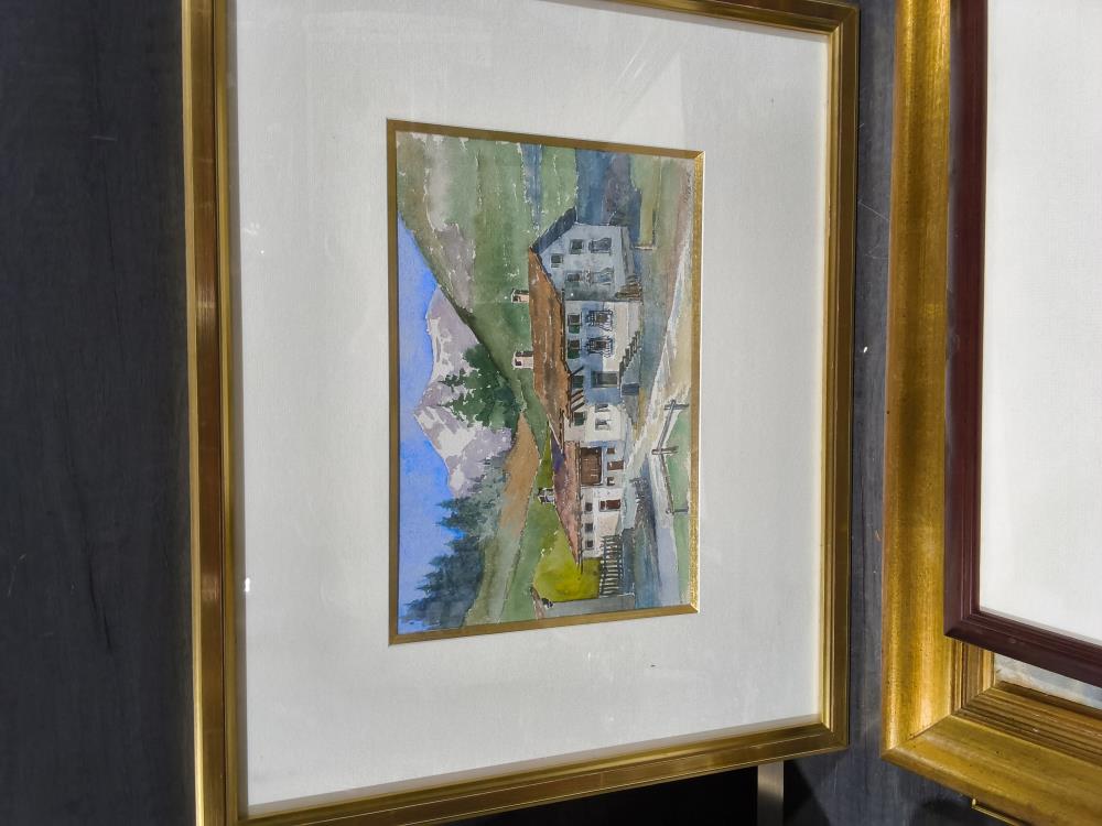 LITHOGRAPHIE MONTAGNE ET FERME 