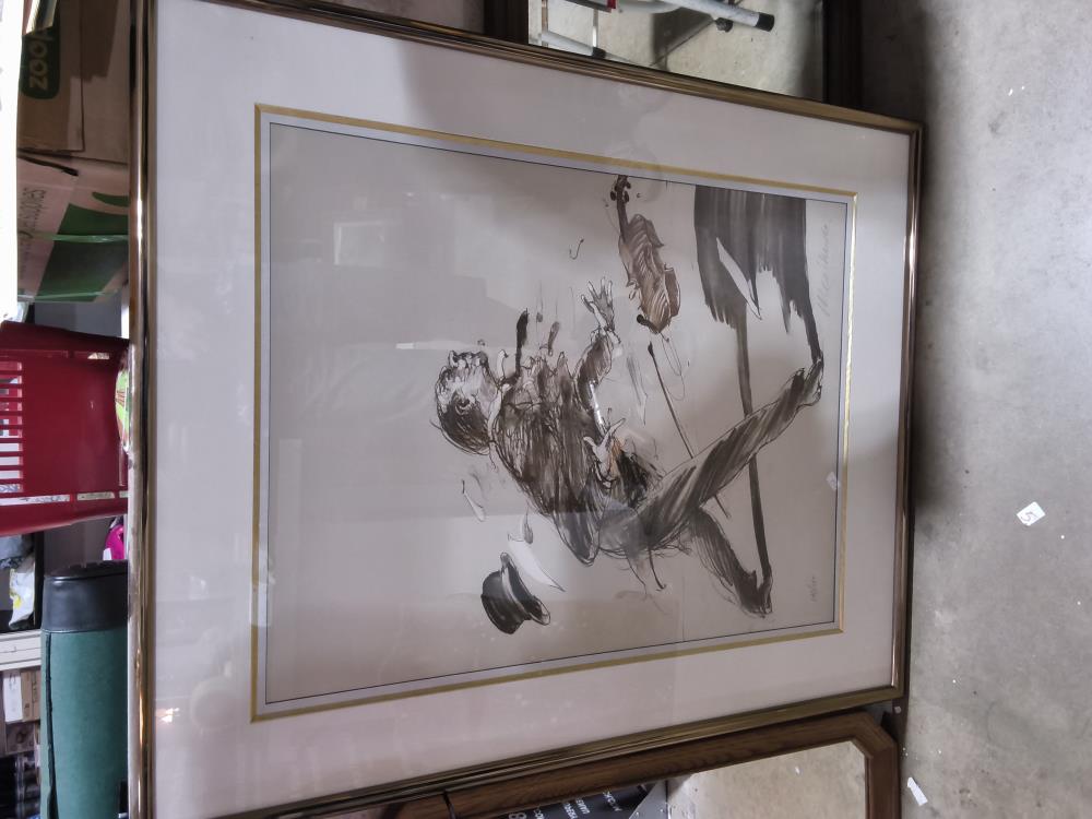 LITHOGRAPHIE LE VIOLONISTE SIGNÉE CLAUDE WEISBUCH 80 X 100