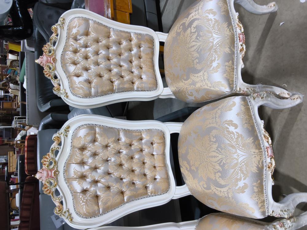 LOT DE 8 CHAISES BAROQUE TISSUS BEIGE